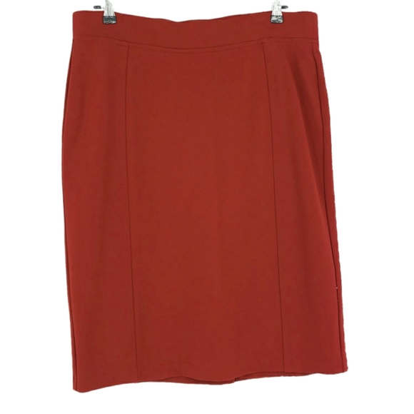 NYDJ Lift Tuck Pencil Skirt Red Stretch Waist Pull On Knit - Picture 2 of 8